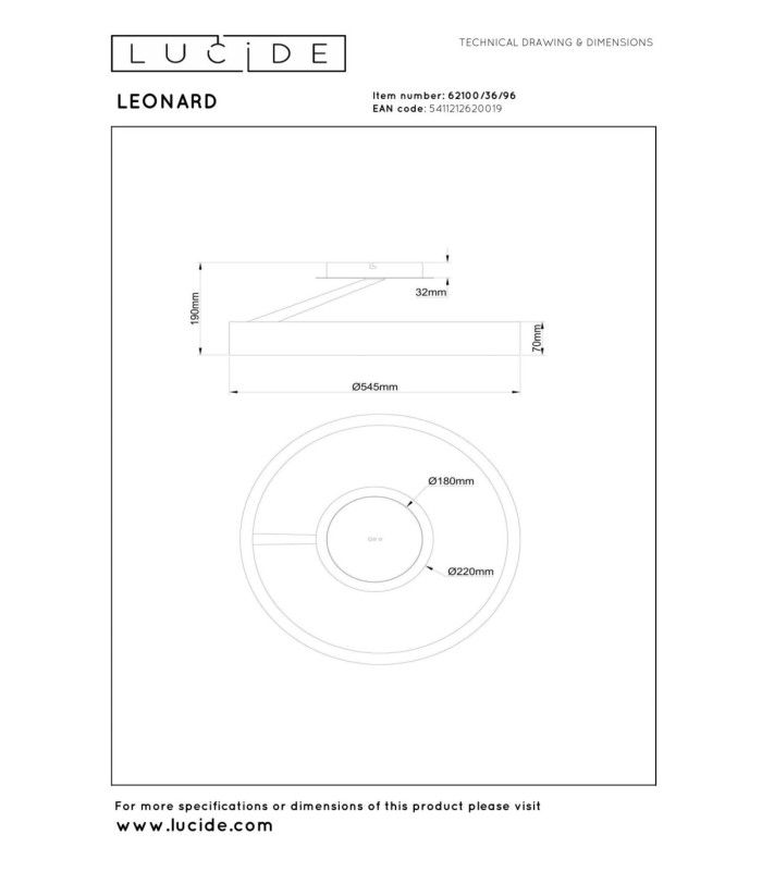 Lucide LEONARD - Flush ceiling light - Ø 54.5 cm- LED 3 StepDim - CCT - 1x35W 2200K/3000K - Coffee - Vibes-9