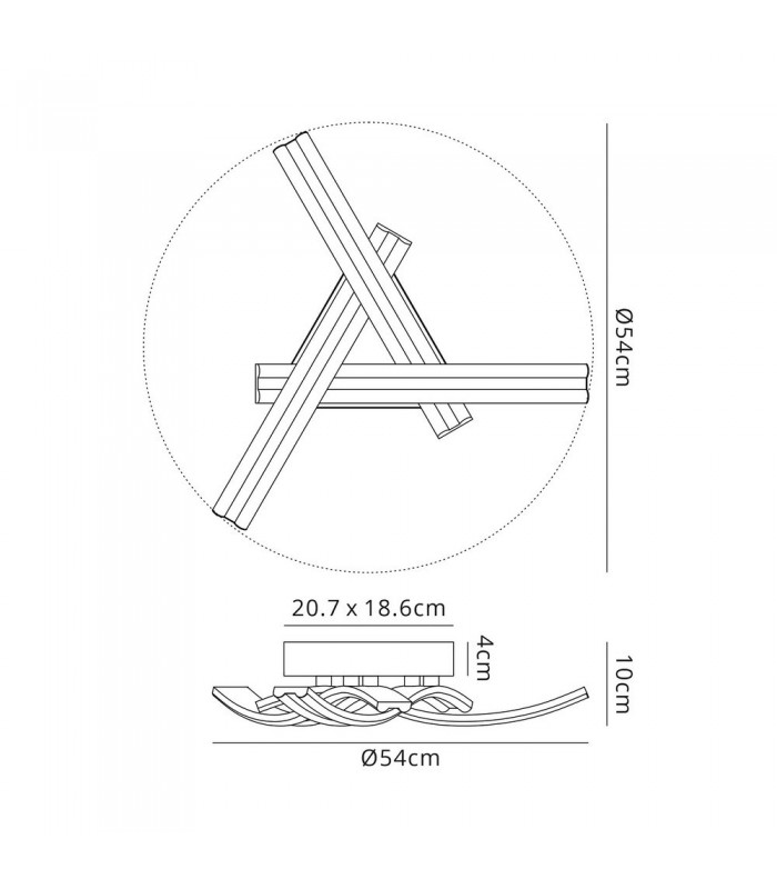 3 Light Semi Flush Ceiling, 3 x 13W LED, 4000K, 2342lm, White - 2