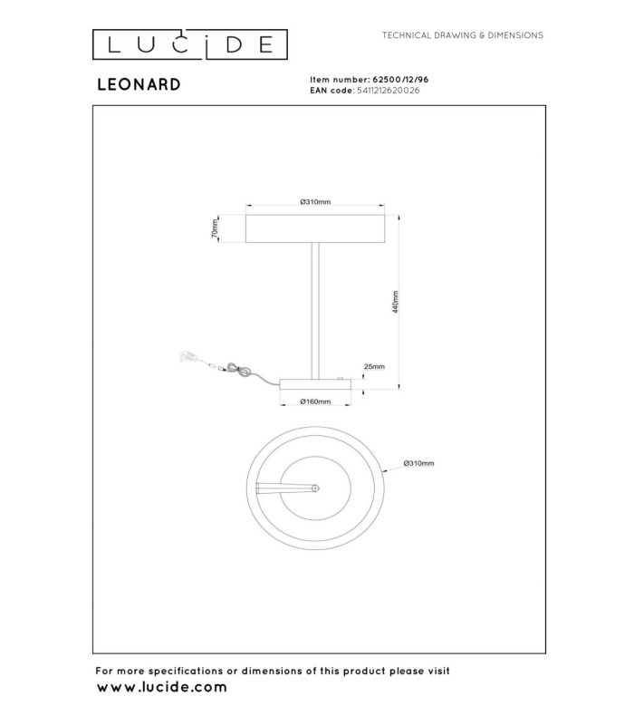 Lucide LEONARD - Table lamp - Ø 31 cm - LED Dim. - CCT - 1x12W 2200K/3000K - Coffee - Vibes-10