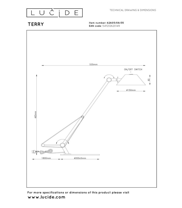 Lucide TERRY - Desk lamp - LED - 1x8W 3000K - Blue - Vibes-7