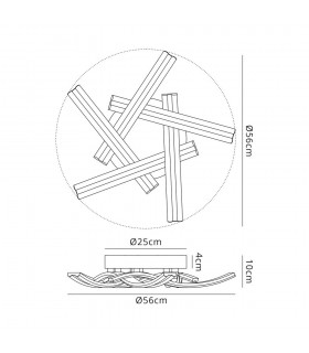 5 Light Semi Flush Ceiling, 5 x 12W LED, 4000K, 3792lm, White - 2