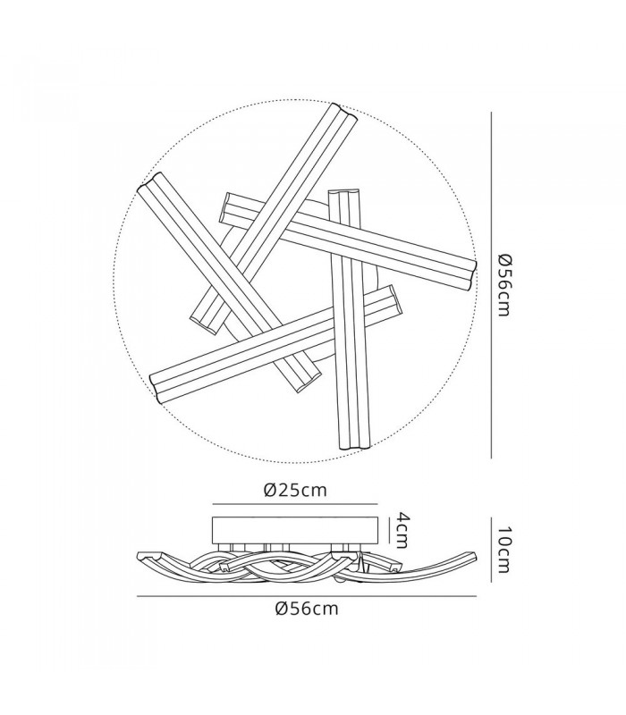 5 Light Semi Flush Ceiling, 5 x 12W LED, 4000K, 3792lm, White - 2