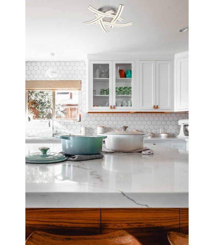 5 Light Semi Flush Ceiling, 5 x 12W LED, 4000K, 3792lm, White - 3
