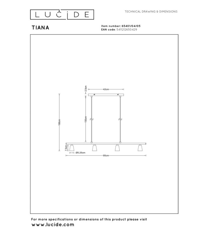 Lucide TIANA - Pendant light - 4xGU10 (MR16) - Champagne Color - Essential-9