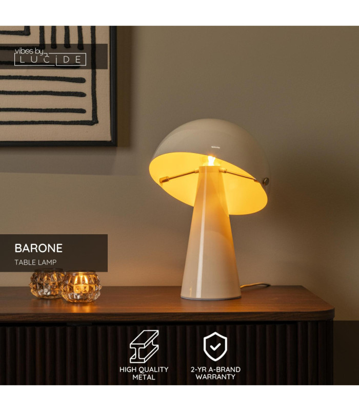 Lucide BARONE - Table lamp - Ø 23 cm - 1xE27 - Cream - Vibes-3