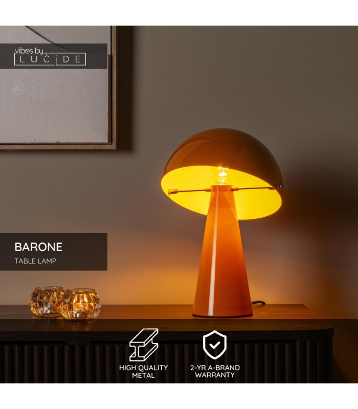 Lucide BARONE - Table lamp - Ø 23 cm - 1xE27 - Orange - Vibes-3
