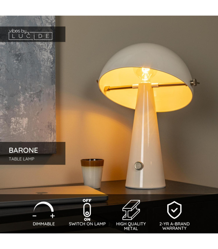 Lucide BARONE - Table lamp - Ø 38 cm - 1xE27 - Cream - Vibes-3