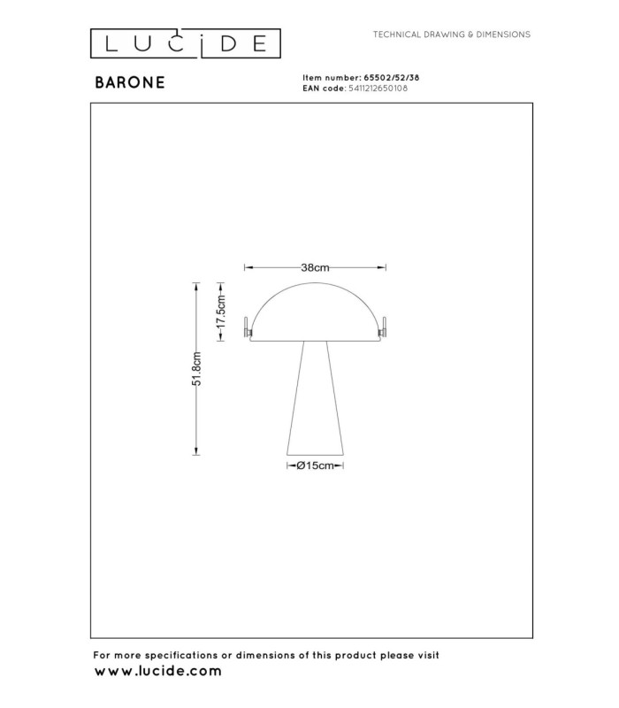 Lucide BARONE - Table lamp - Ø 38 cm - 1xE27 - Cream - Vibes-7
