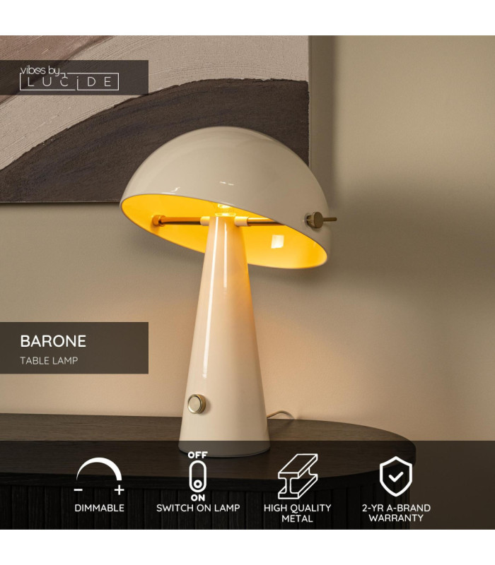 Lucide BARONE - Table lamp - Ø 38 cm - 1xE27 - Taupe - Vibes-3