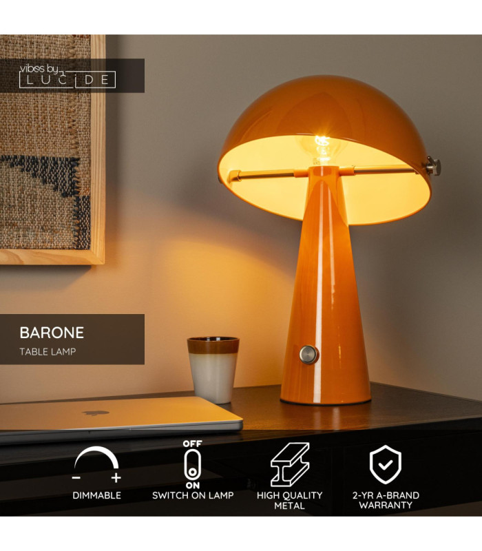 Lucide BARONE - Table lamp - Ø 38 cm - 1xE27 - Orange - Vibes-3
