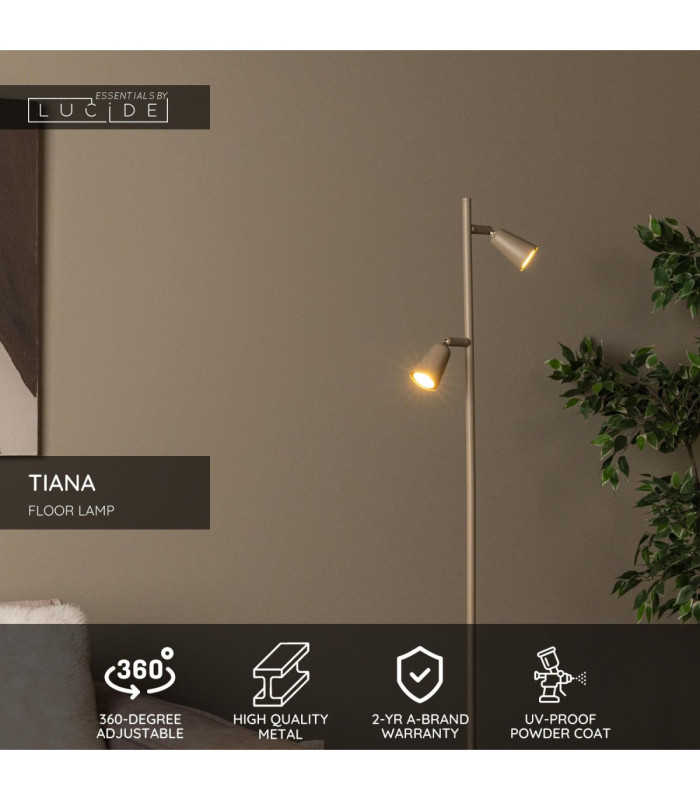 Lucide TIANA - Floor lamp - 2xGU10 (MR16) - Taupe - Essential-3