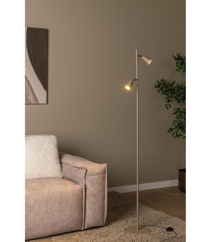 Lucide TIANA - Floor lamp - 2xGU10 (MR16) - Taupe - Essential-4