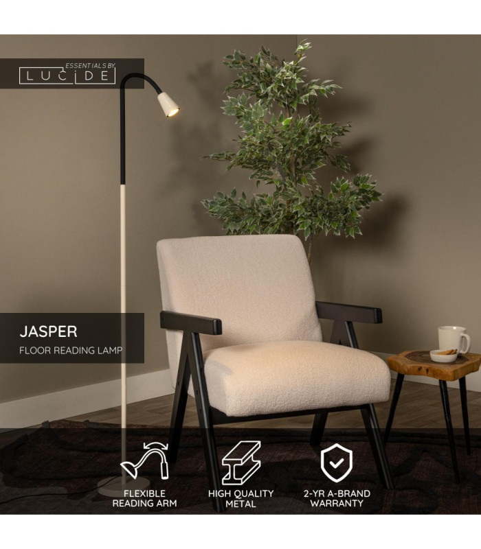 Lucide JASPER - Floor reading lamp - 1xGU10 (MR16) - Cream - Essential-3