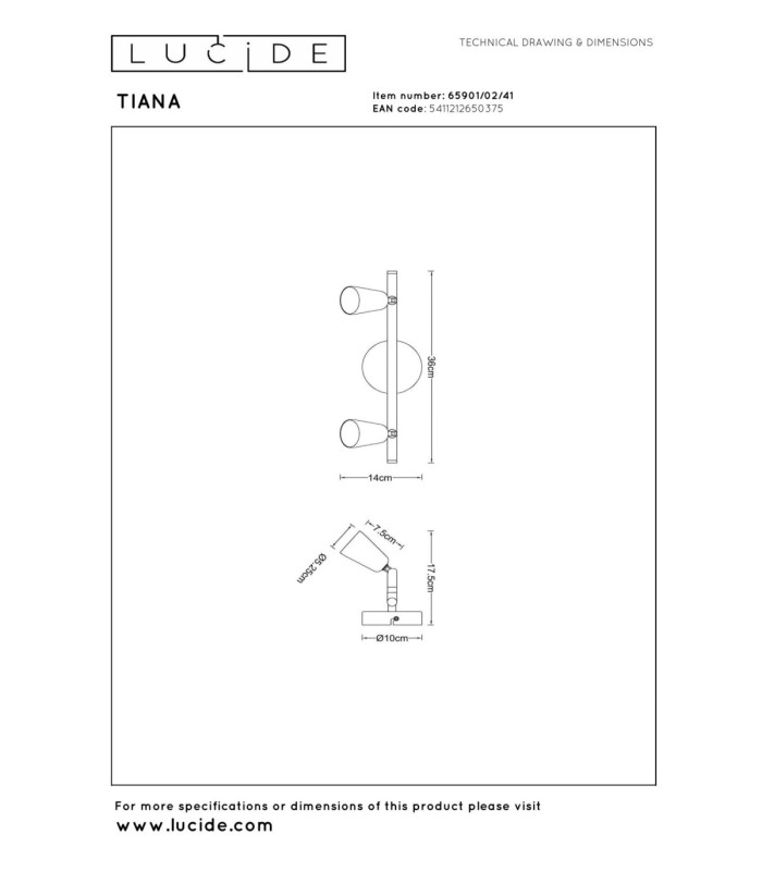 Lucide TIANA - Wall spotlight / Wall light - 2xGU10 (MR16) - Taupe - Essential-8
