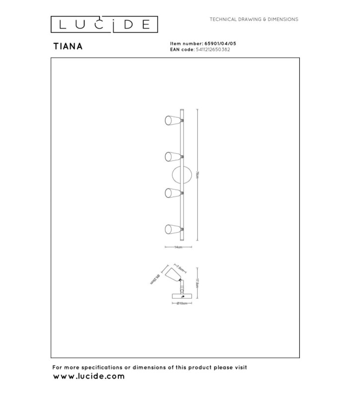 Lucide TIANA - Ceiling spotlight - 4xGU10 (MR16) - Champagne Color - Essential-5