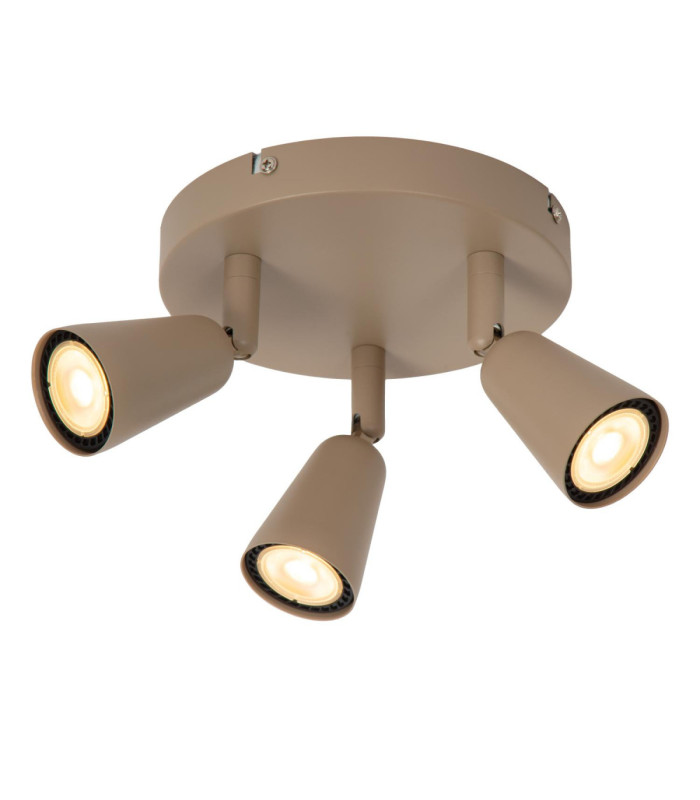 Lucide TIANA - Ceiling spotlight - 3xGU10 (MR16) - Taupe - Essential-1