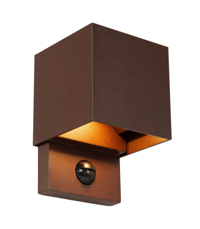 Lucide TADZIO - Wall light Indoor/Outdoor - LED - CCT - 1x7W 2700K/4000K - IP65 - Motion Sensor - Rust Brown - Essential-1