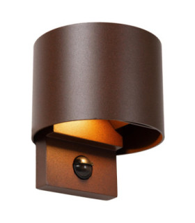 Lucide TADZIO - Wall light Indoor/Outdoor - LED - CCT - 1x7W 2700K/4000K - IP65 - Motion Sensor - Rust Brown - Essential-1