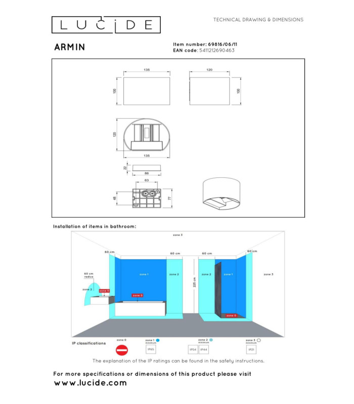 Lucide ARMIN - Wall spotlight / Wall light Bathroom - LED Dim. - CCT - 2x3.5W 2200K/3000K - IP54 - Chrome - Essential-5