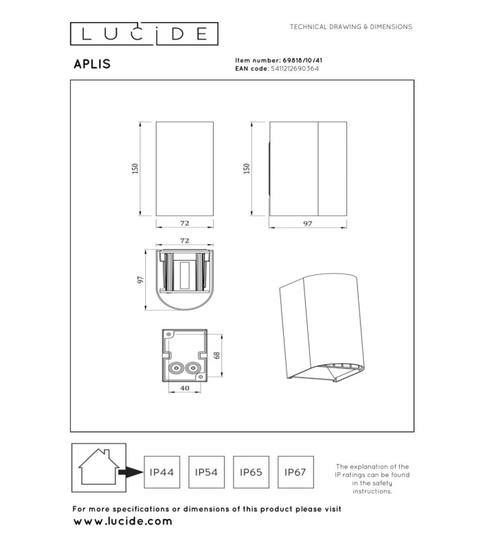 Lucide APLIS - Wall spotlight / Wall light Indoor/Outdoor - LED - CCT - 2x5W 2200K/3000K - IP54 - Taupe - Essential-6
