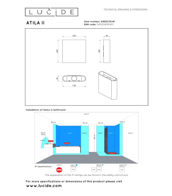 Lucide ATILA II - Wall light Bathroom - LED Dim. - CCT - 2x5W 2200K/3000K - IP54 - Taupe - Essential-3