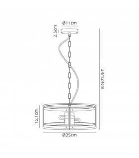 Cylindrical Ceiling Pendant, 2 Light E27, Polished Chrome - 2
