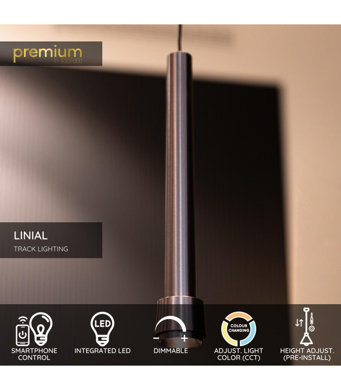 Lucide Premium LINIAL TUBIZ pendant - Smart Rail Lighting - 48V Track - 1xLED - Satin Gun Metal-3