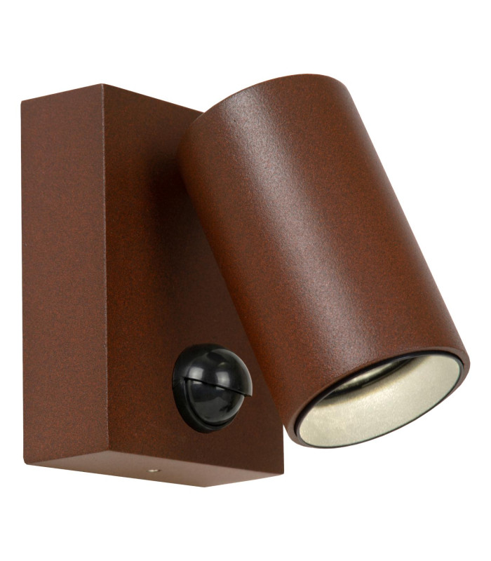 Lucide EMERIC - Wall light Outdoor - LED - CCT - 1x10W 2200K/3000K - IP54 - Motion Sensor - Rust Brown-1