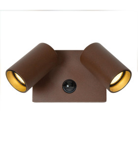 Lucide EMERIC - Wall light Outdoor - LED - CCT - 2x10W 2200K/3000K - IP54 - Motion Sensor - Rust Brown-1