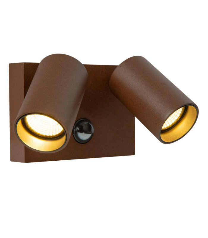 Lucide EMERIC - Wall light Outdoor - LED - CCT - 2x10W 2200K/3000K - IP54 - Motion Sensor - Rust Brown-3
