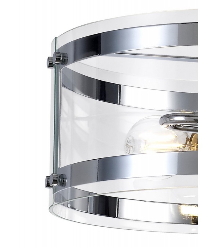 Cylindrical Ceiling Pendant, 2 Light E27, Polished Chrome - 6