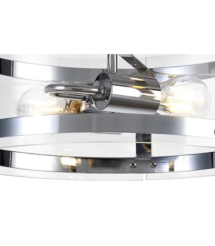 Cylindrical Ceiling Pendant, 2 Light E27, Polished Chrome - 7