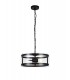 Cylindrical Ceiling Pendant, 2 Light E27, Matt Black - 1