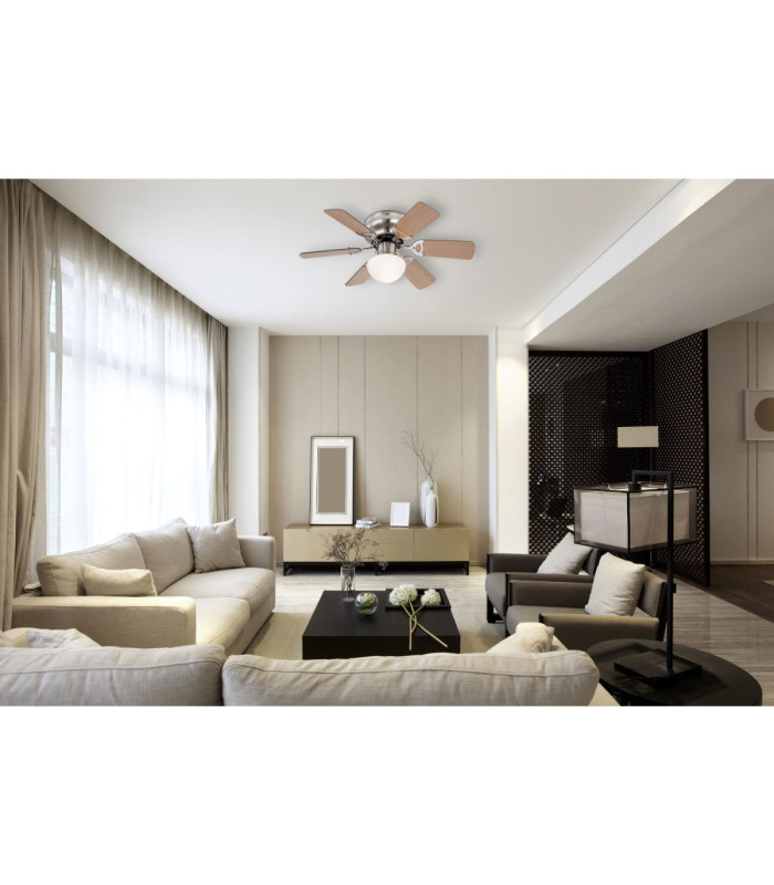 Ugo Ceiling Fan Matt Nickel Brown 5 Blades 1x E27-5