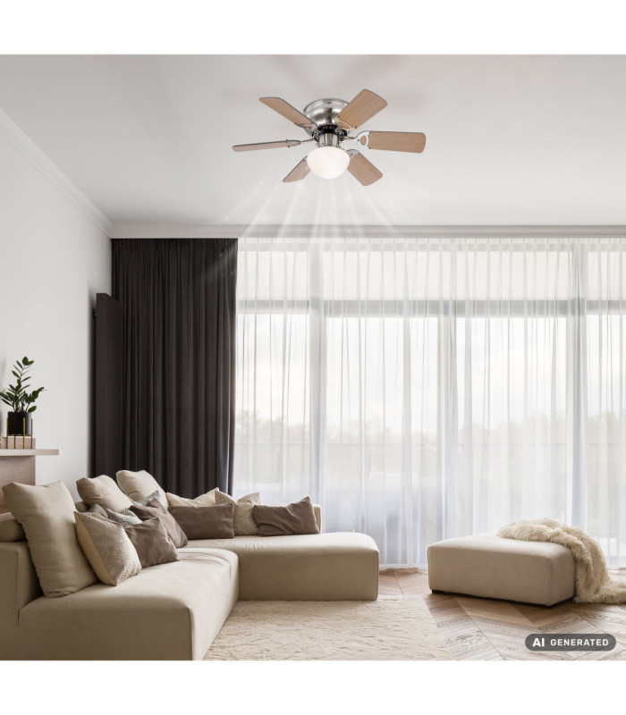 Ugo Ceiling Fan Matt Nickel Brown 5 Blades 1x E27-6