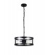 Cylindrical Ceiling Pendant, 2 Light E27, Matt Black - 3