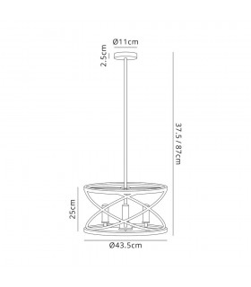 Cylindrical Ceiling Pendant, 4 x E14, Black, Satin Gold - 2