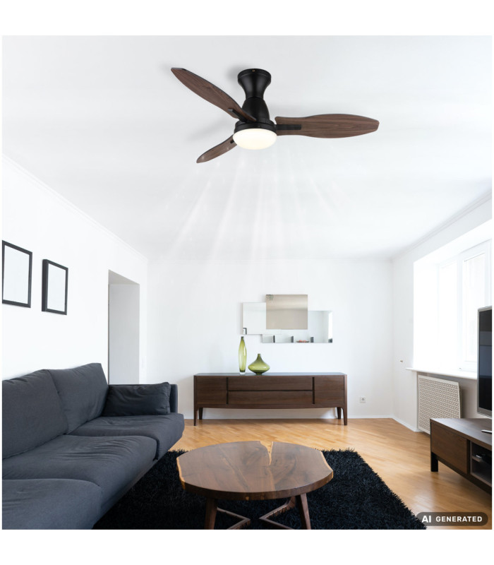 Gale Integrated LED Ceiling Fan Matt Black 3000-4500-6000K-8