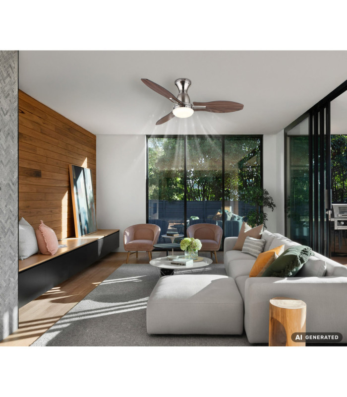 Gale Integrated LED Ceiling Fan Matt Nickel 3000-6000-4500K-8