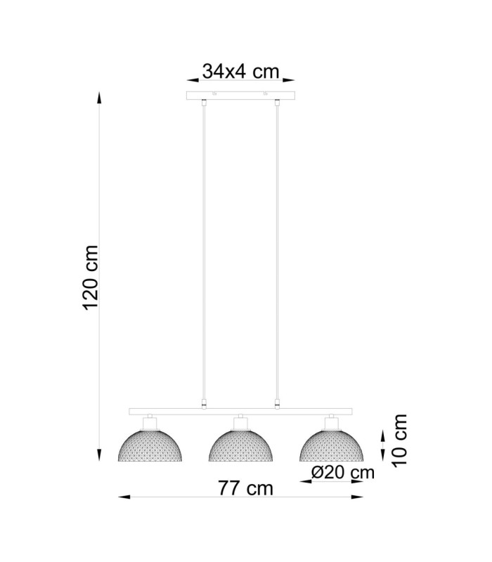 Selma Bar Pendant Ceiling Light Matt Nickel 3x E27-8