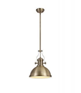 Ceiling Dome Pendant, 1 x E27, Antique Brass, Frosted Glass - 1
