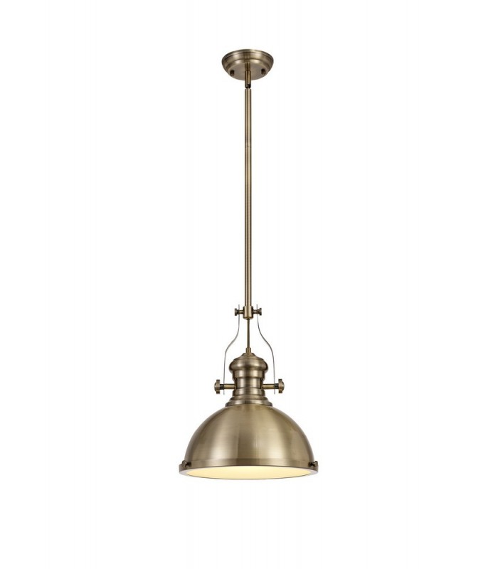 Ceiling Dome Pendant, 1 x E27, Antique Brass, Frosted Glass - 1