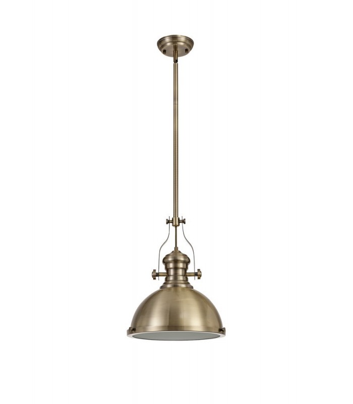 Ceiling Dome Pendant, 1 x E27, Antique Brass, Frosted Glass - 3