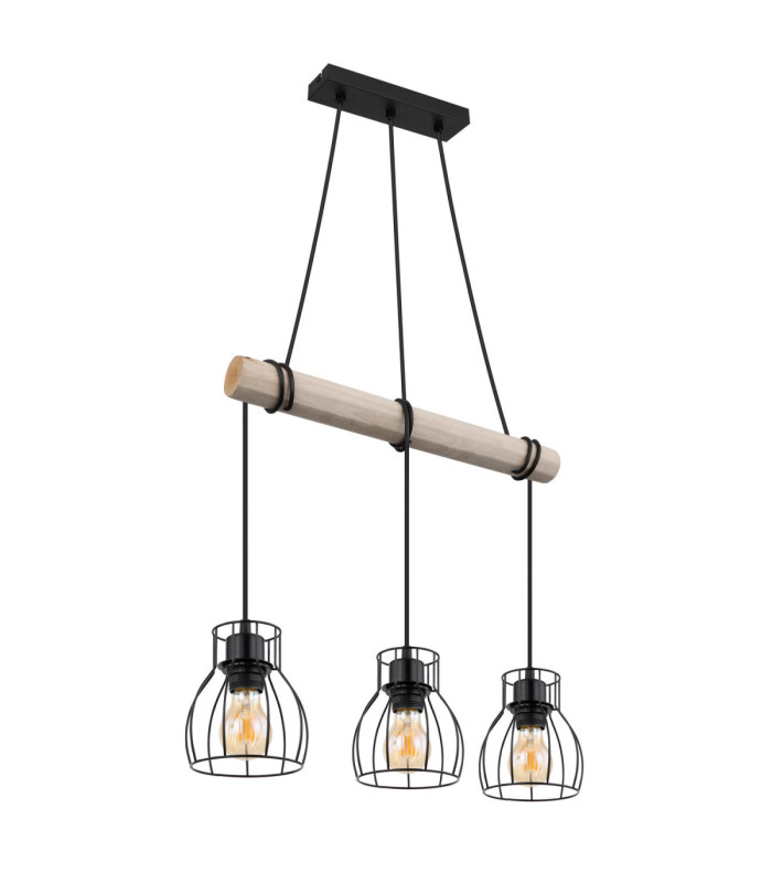 Mina Bar Pendant Ceiling Light Matt Black 3x E27-2