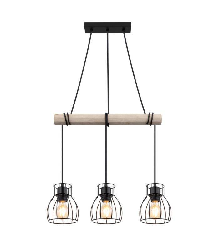Mina Bar Pendant Ceiling Light Matt Black 3x E27-3