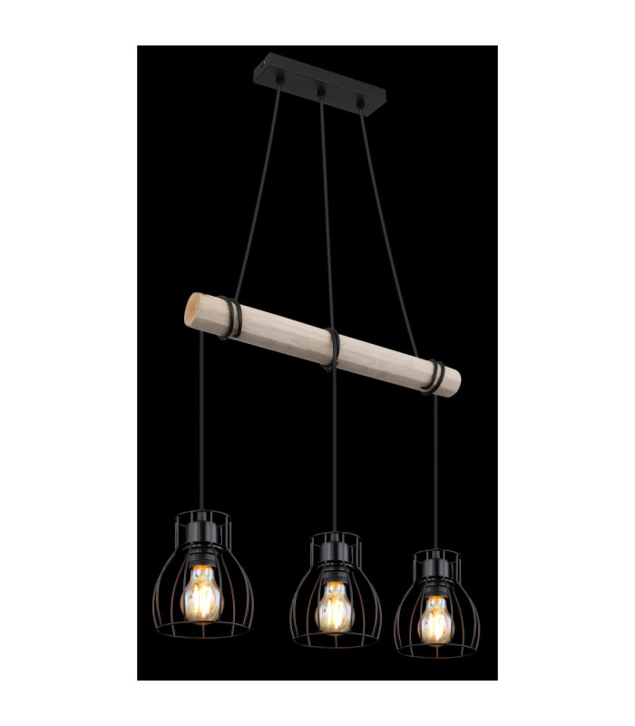 Mina Bar Pendant Ceiling Light Matt Black 3x E27-5