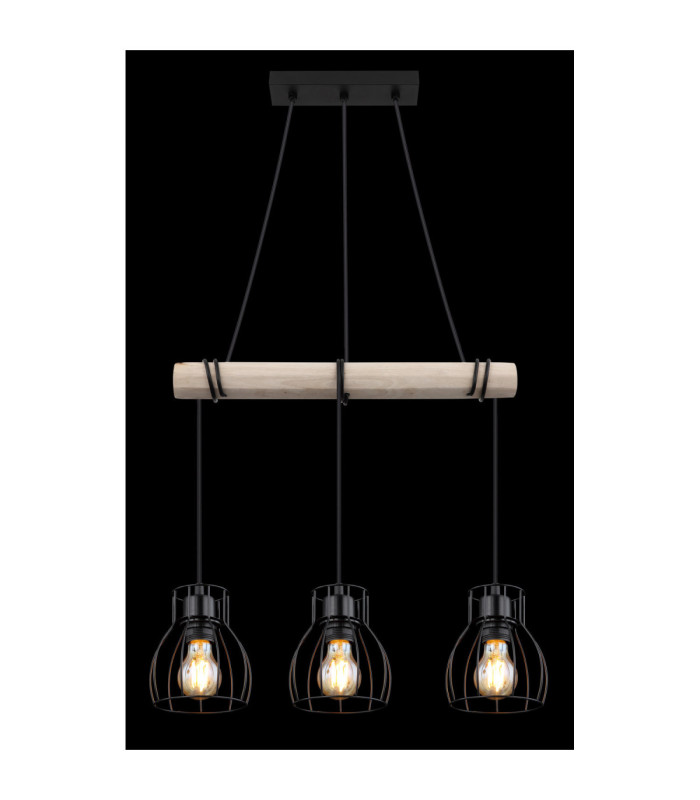 Mina Bar Pendant Ceiling Light Matt Black 3x E27-6