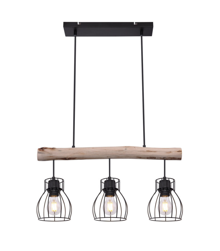 Mina Bar Pendant Ceiling Light Black 3x E27-3
