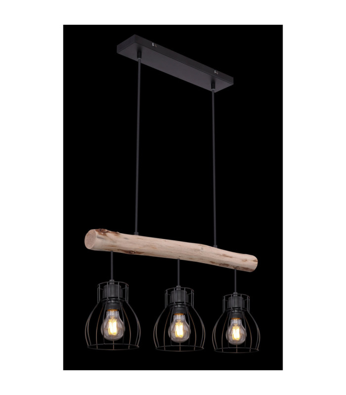 Mina Bar Pendant Ceiling Light Black 3x E27-6