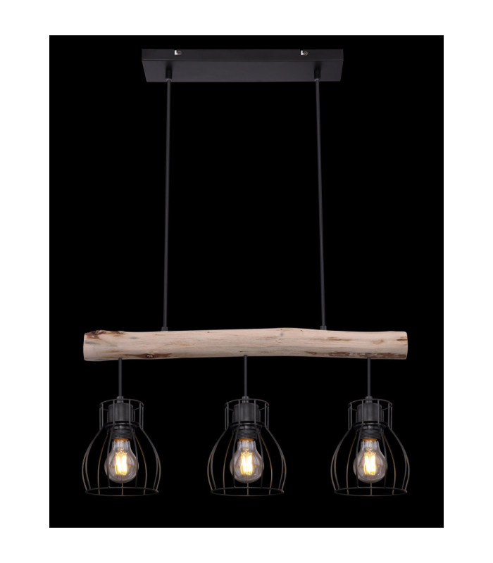 Mina Bar Pendant Ceiling Light Black 3x E27-7